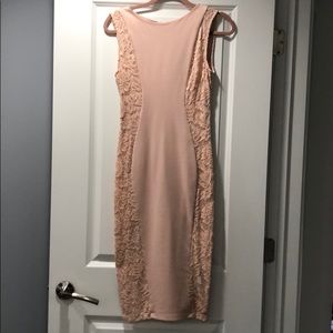 Light Pink Bodycon Bebe Midi Dress
